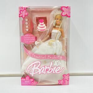 Vintage 2004 Barbie Beautiful Bride White Gown Blonde Hair NEW